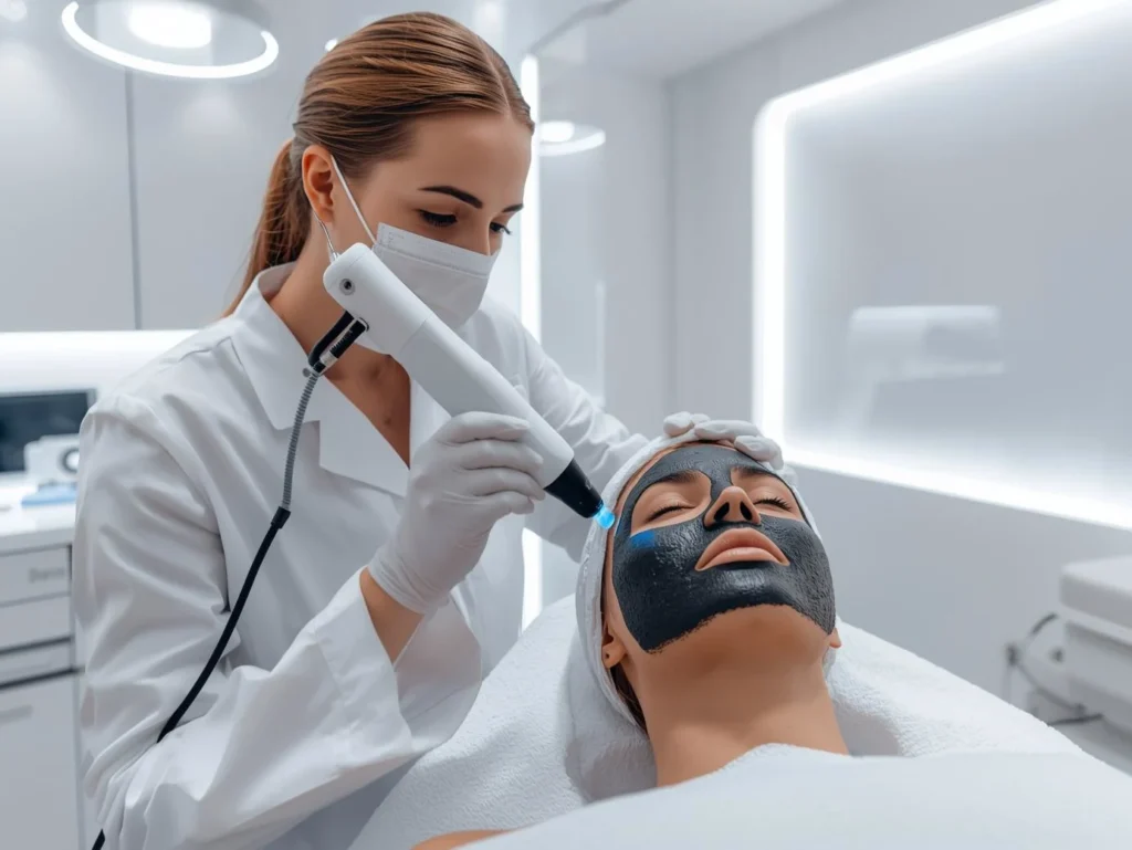 Carbon Facial in Lucknow for glowing skin conducted by an experienced female aesthetic doctor in a clinic.