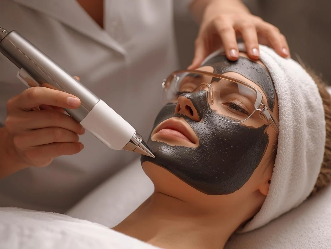 Carbon facial treatment in Lucknow being performed by an aesthetic doctor using laser technology for glowing skin